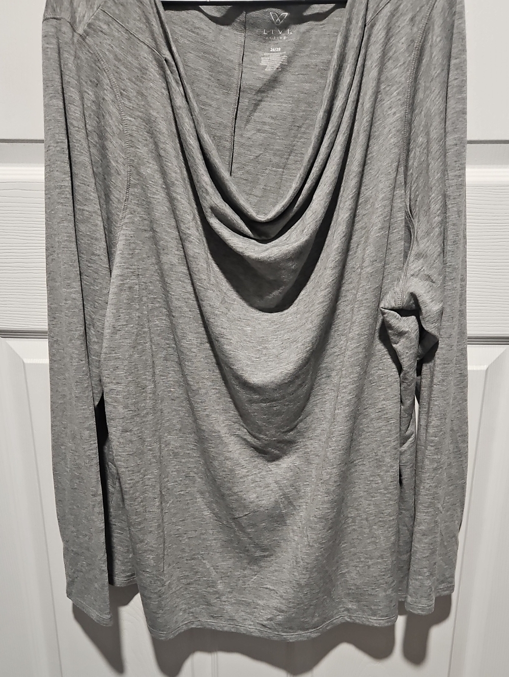 Livi Active Light Grey Cowl-Neck Long Sleeve Top
